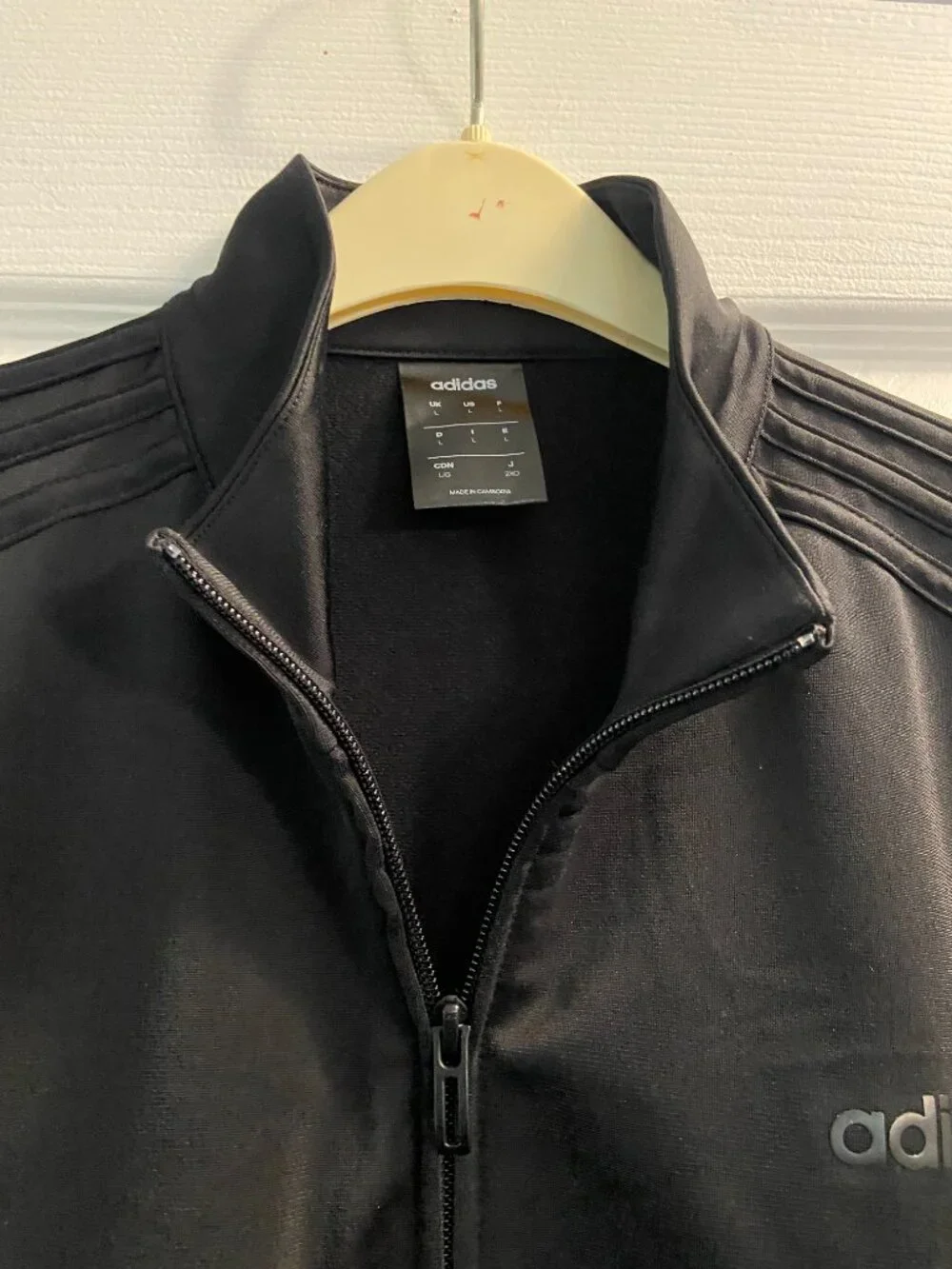 adidas Originals Men's black Full-Zip Collared Track Jacket Knit Size L